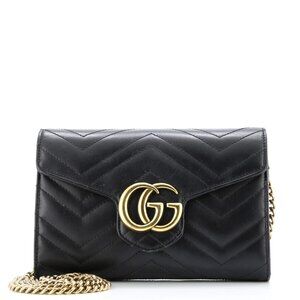 Gucci GG Marmont Chain Wallet Matelasse Leather Mini reb-920-091725